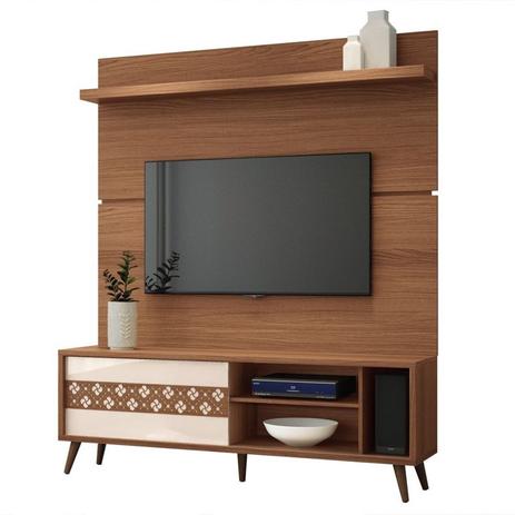Painel Para TV até 55 Pol. Personale e Rack Bancada Levis Nature/Off White - HB Móveis Menor preço em Painel Para TV até 55 Pol. Personale e Rack Bancada Levis Nature/Off White - HB Móveis