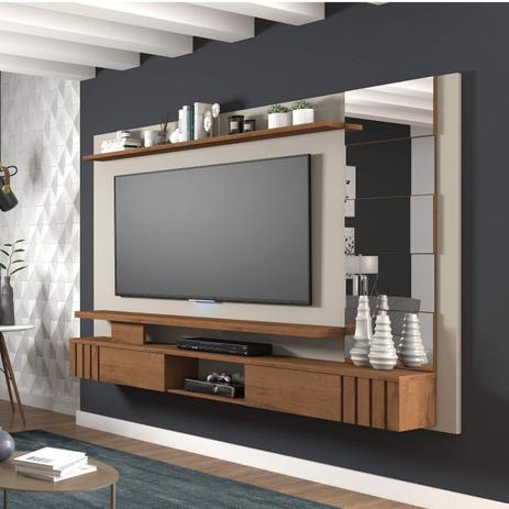 Painel para TV até 65 Polegadas Chorme Espresso Móveis Off White/Savana