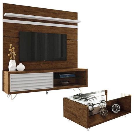 Painel para TV com Rack Bancada Venezza e Mesa de Centro Charmy Canyon HB Móveis - Hb moveis Menor preço em Painel para TV com Rack Bancada Venezza e Mesa de Centro Charmy Canyon HB Móveis - Hb moveis