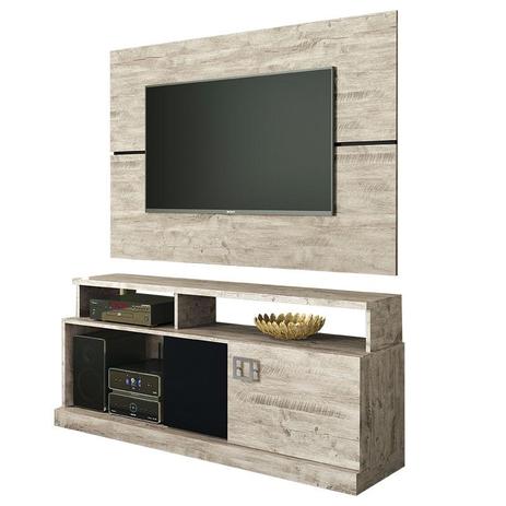 Painel para Tv Dumond com Rack Bancada Union Aspen Preto - HB Móveis - Hb moveis Menor preço em Painel para Tv Dumond com Rack Bancada Union Aspen Preto - HB Móveis - Hb moveis