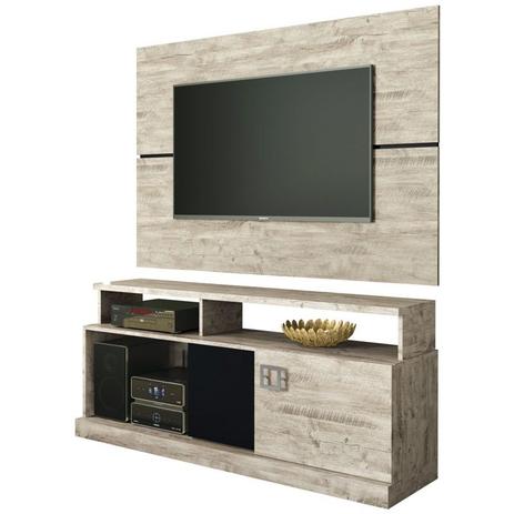 Painel para TV Dumond e Rack Bancada Union - Aspen/Preto - Hb móveis Menor preço em Painel para TV Dumond e Rack Bancada Union - Aspen/Preto - Hb móveis