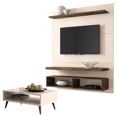 Painel para TV Home Suspenso Life 1.3 e Mesa de Centro Lucy Off White HB Móveis - Hb moveis Menor preço em Painel para TV Home Suspenso Life 1.3 e Mesa de Centro Lucy Off White HB Móveis - Hb moveis