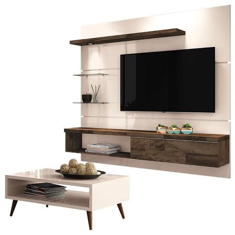 Painel para TV Home Suspenso Ores 1.8 e Mesa de Centro Lucy Off White HB Móveis - HB Moveis Menor preço em Painel para TV Home Suspenso Ores 1.8 e Mesa de Centro Lucy Off White HB Móveis - HB Moveis