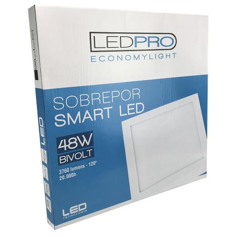 Painel Plafon Led Sobrepor 60X60cm 48W 3000K Bivolt - Bella Iluminação - DL103WW Menor preço em Painel Plafon Led Sobrepor 60X60cm 48W 3000K Bivolt - Bella Iluminação - DL103WW