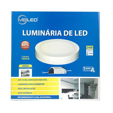 Painel Plafon Led Sobrepor Redondo 30cm 24W 3000K Bivolt - MB Led - MP2036 Menor preço em Painel Plafon Led Sobrepor Redondo 30cm 24W 3000K Bivolt - MB Led - MP2036