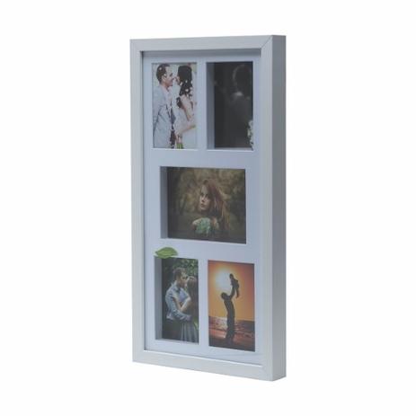 Painel porta retratos em madeira para 5 fotos branco - Woodart Menor preço em Painel porta retratos em madeira para 5 fotos branco - Woodart