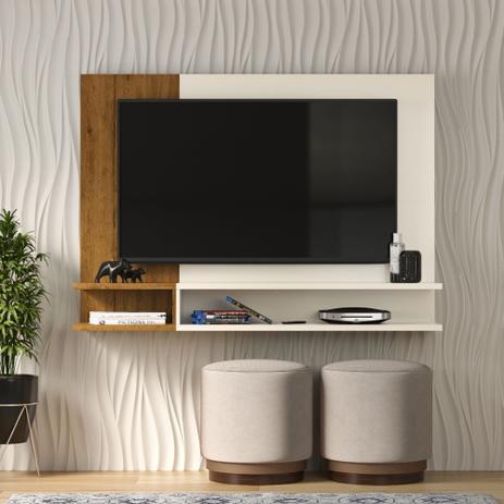 Painel Pra Tv Sala/Quarto Até 50 Polegadas Smart Plus Milão - Off White/Nature - Quality Moveis Menor preço em Painel Pra Tv Sala/Quarto Até 50 Polegadas Smart Plus Milão - Off White/Nature - Quality Moveis