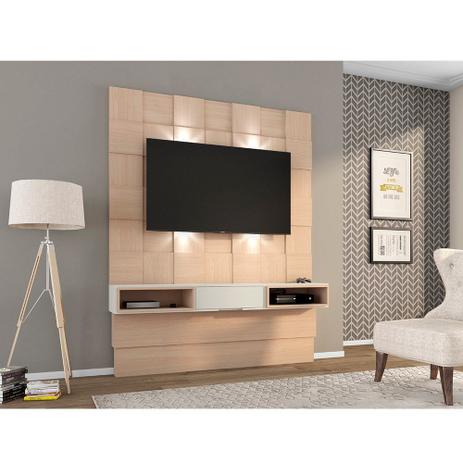 Painel Quadriculado 3D Para TV Com 1 Gaveta Natural Off White - Dalla Costa Menor preço em Painel Quadriculado 3D Para TV Com 1 Gaveta Natural Off White - Dalla Costa