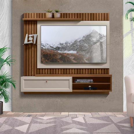 Painel Ripado Para TV 55 Polegadas Freijó Off White Tocantins Linea Brasil Menor preço em Painel Ripado Para TV 55 Polegadas Freijó Off White Tocantins Linea Brasil
