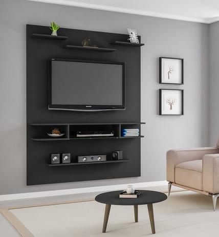 Painel Sigma para Tv até 55 polegadas Preto Fosco - Moveis Bechara Menor preço em Painel Sigma para Tv até 55 polegadas Preto Fosco - Moveis Bechara