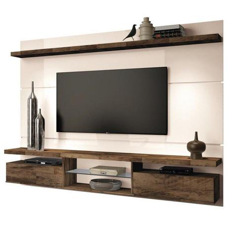 Painel Suspenso com Bancada Livin 2.2 Off White/Deck - HB Móveis Menor preço em Painel Suspenso com Bancada Livin 2.2 Off White/Deck - HB Móveis