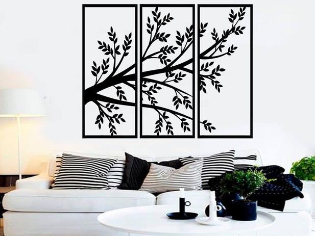 Painel Trio Folhas 2 Escultura Quadro Vazado Decorativo MDF Parede Preto - MongArte Decor Menor preço em Painel Trio Folhas 2 Escultura Quadro Vazado Decorativo MDF Parede Preto - MongArte Decor