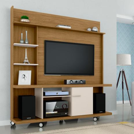 Painel TV Taurus com Rack Bancada Cor Cinamomo e Off White - Moveis bechara Menor preço em Painel TV Taurus com Rack Bancada Cor Cinamomo e Off White - Moveis bechara