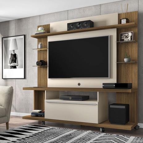 Painel TV Torino com Rack Bancada Cor Cinamomo e Off White - Moveis bechara Menor preço em Painel TV Torino com Rack Bancada Cor Cinamomo e Off White - Moveis bechara
