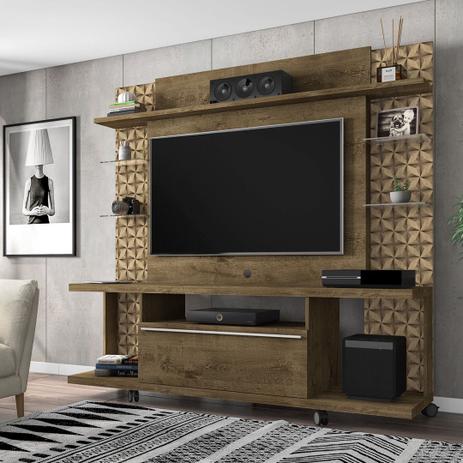 Painel TV Torino com Rack Bancada Cor Madeira Rústica 3D - Moveis Bechara Menor preço em Painel TV Torino com Rack Bancada Cor Madeira Rústica 3D - Moveis Bechara