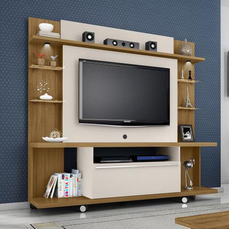 Painel TV Torino Rack Bancada C/ Led Cor Cinamomo /Off White - Moveis bechara Menor preço em Painel TV Torino Rack Bancada C/ Led Cor Cinamomo /Off White - Moveis bechara