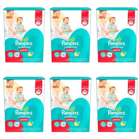 Menor preço em Pampers Comfort Sec Pants Fralda Infantil G C/18 (Kit C/06)