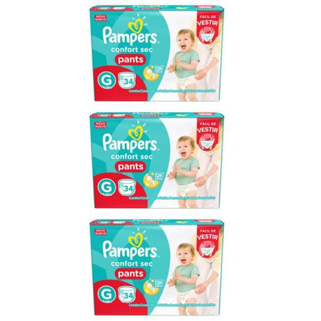 Pampers Comfort Sec Pants Fralda Infantil G C/34 (Kit C/03) Menor preço em Pampers Comfort Sec Pants Fralda Infantil G C/34 (Kit C/03)