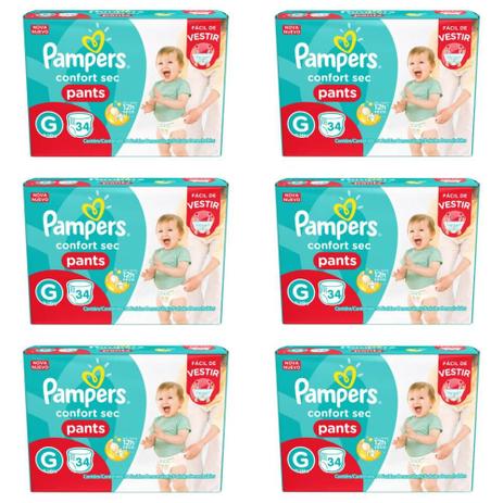 Pampers Comfort Sec Pants Fralda Infantil G C/34 (Kit C/06) Menor preço em Pampers Comfort Sec Pants Fralda Infantil G C/34 (Kit C/06)