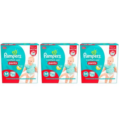 Menor preço em Pampers Comfort Sec Pants Fralda Infantil M C/22 (Kit C/03)