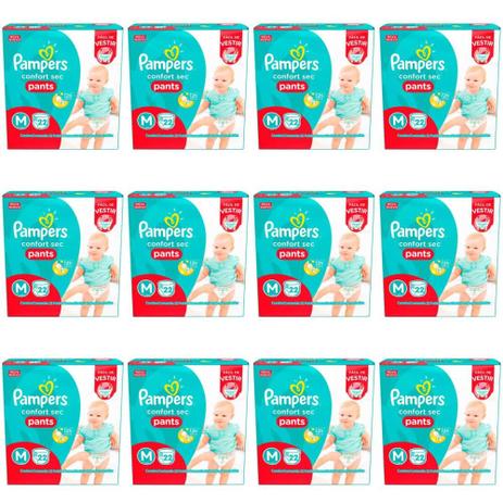 Menor preço em Pampers Comfort Sec Pants Fralda Infantil M C/22 (Kit C/12)