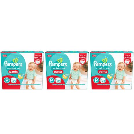 Menor preço em Pampers Comfort Sec Pants Fralda Infantil P C/24 (Kit C/03)