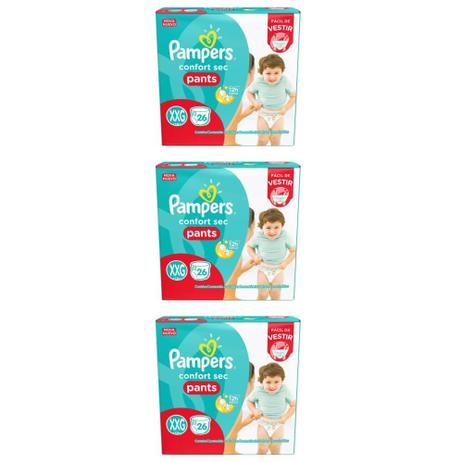 Menor preço em Pampers Comfort Sec Pants Fralda Infantil XXG C/26 (Kit C/03)