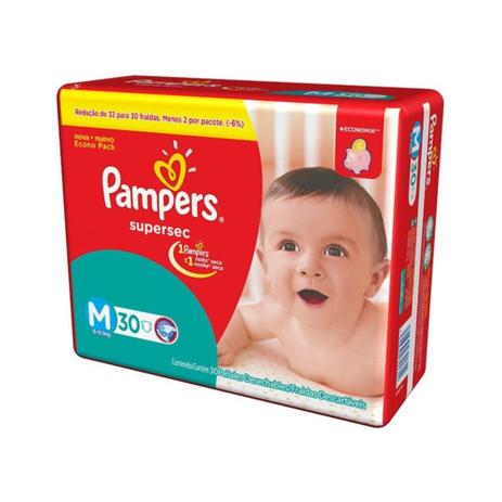 Pampers Supersec Fralda Infantil M C/30 Menor preço em Pampers Supersec Fralda Infantil M C/30