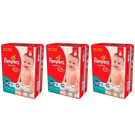 Pampers Supersec Fralda Infantil XXG C/18 (Kit C/03) Menor preço em Pampers Supersec Fralda Infantil XXG C/18 (Kit C/03)