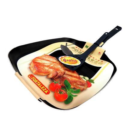 Panela Bistequeira Quadrada Grill Com Espátula - Fortaleza Menor preço em Panela Bistequeira Quadrada Grill Com Espátula - Fortaleza