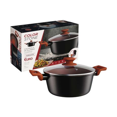 Panela Caçarola Avulsa 20cm Antiaderente Cerâmica Fogão Indução Terracota - euro Menor preço em Panela Caçarola Avulsa 20cm Antiaderente Cerâmica Fogão Indução Terracota - euro