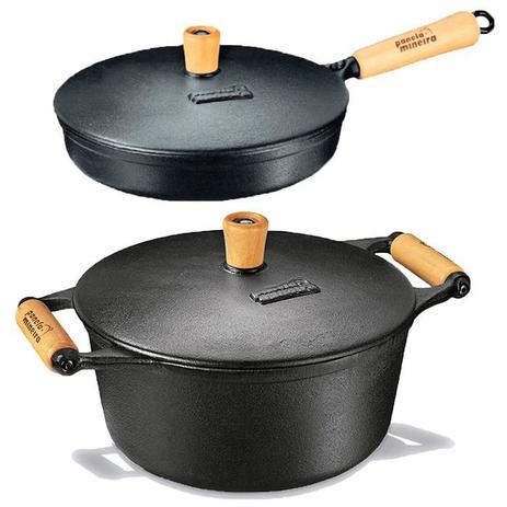 Panela Caçarola De Ferro 2,2 Litros E Frigideira 23cm - Panela mineira Menor preço em Panela Caçarola De Ferro 2,2 Litros E Frigideira 23cm - Panela mineira