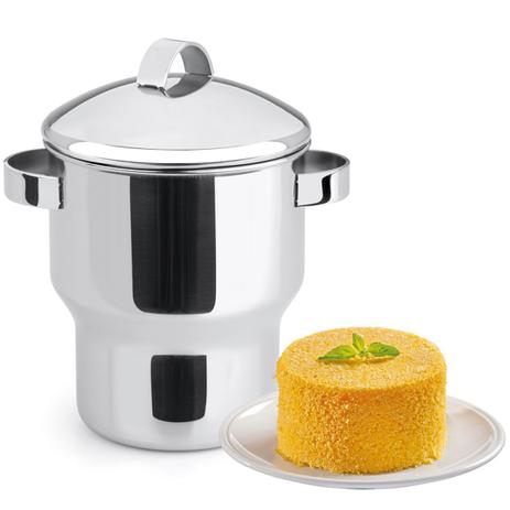 Panela Cuscuz 1,3L Aço Inox Cuscuzeira Com Alças Laterais Tampa E Tela Perfurada - Forma Menor preço em Panela Cuscuz 1,3L Aço Inox Cuscuzeira Com Alças Laterais Tampa E Tela Perfurada - Forma