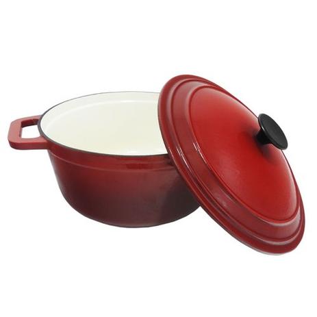 Panela de Ferro Fundido Esmaltada Vermelha 26cm - Vya store Menor preço em Panela de Ferro Fundido Esmaltada Vermelha 26cm - Vya store