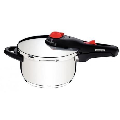 Panela de pressão aço inox 4,5 L 22cm acompanha cozi-vapore - Tramontina Menor preço em Panela de pressão aço inox 4,5 L 22cm acompanha cozi-vapore - Tramontina