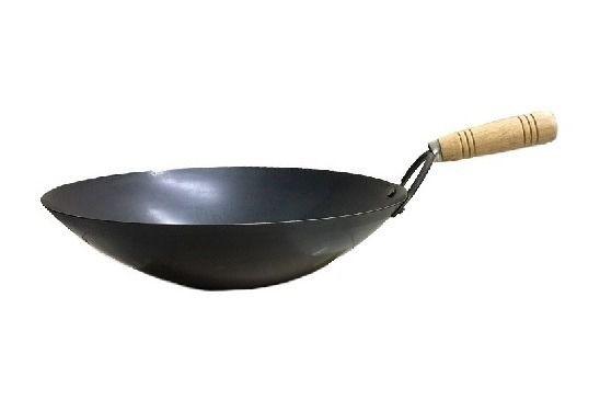Panela Frigideira Wok Ferro Fundo Chato Cabo De Madeira 39cm Essencial Frigideira Magazine Luiza