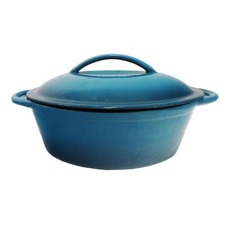 Panela Oval de Ferro Fundido Esmaltada Azul Turquesa 30cm - Vya store Menor preço em Panela Oval de Ferro Fundido Esmaltada Azul Turquesa 30cm - Vya store