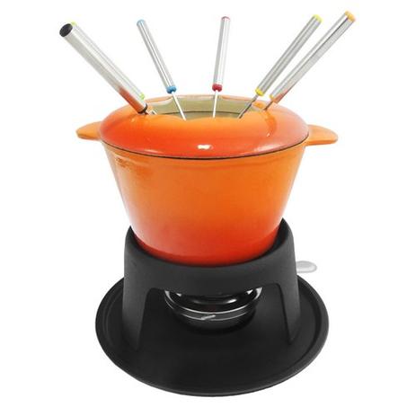 Panela para Fondue em Ferro Fundido Esmaltada Laranja - Vya store Menor preço em Panela para Fondue em Ferro Fundido Esmaltada Laranja - Vya store