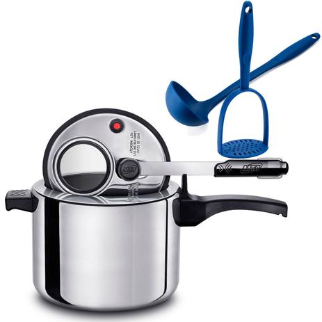 Panela Pressão 4,5 litros MTA E Kit Utensílios Azul Weck Menor preço em Panela Pressão 4,5 litros MTA E Kit Utensílios Azul Weck