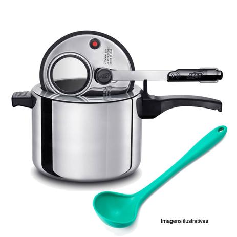 Panela Pressão 4,5l Polida MTA c/ Concha Silicone Verde Weck Menor preço em Panela Pressão 4,5l Polida MTA c/ Concha Silicone Verde Weck
