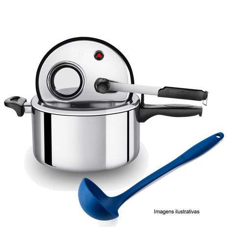 Panela Pressão 6l Polida MTA c/ Concha Nylon Azul Weck Menor preço em Panela Pressão 6l Polida MTA c/ Concha Nylon Azul Weck