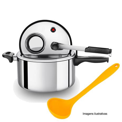 Panela Pressão 6l Polida MTA c/ Concha Silicone Amarela Weck Menor preço em Panela Pressão 6l Polida MTA c/ Concha Silicone Amarela Weck