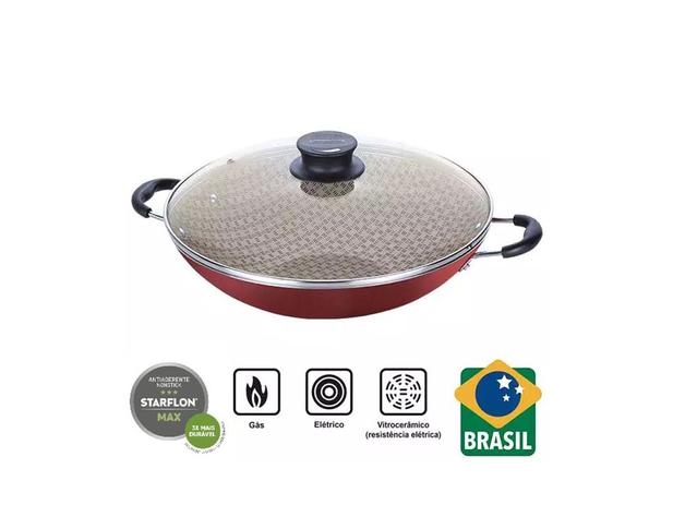Panela Wok Alumínio 36CM Paris Vermelho 20545736 - Tramontina Menor preço em Panela Wok Alumínio 36CM Paris Vermelho 20545736 - Tramontina