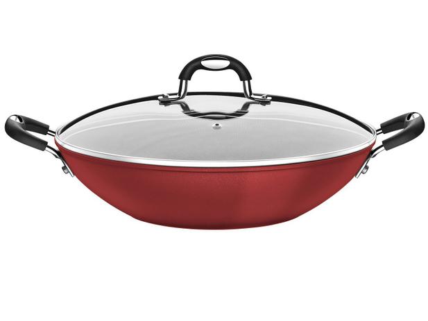 Panela Wok Tramontina Antiaderente 32cm com Tampa - Mônaco 20868/732 Menor preço em Panela Wok Tramontina Antiaderente 32cm com Tampa - Mônaco 20868/732