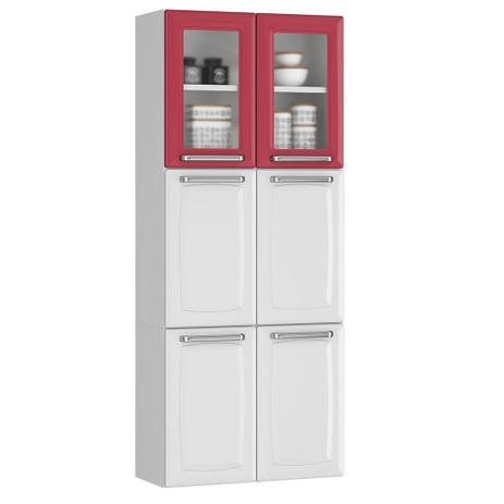 Paneleiro de Cozinha Itatiaia Luce IPLDV-70 Aço/Duplo c/ 6 Portas (2 c/vidro) - Branco/Vermelho Menor preço em Paneleiro de Cozinha Itatiaia Luce IPLDV-70 Aço/Duplo c/ 6 Portas (2 c/vidro) - Branco/Vermelho