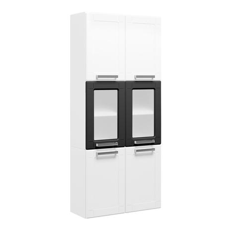 Paneleiro Duplo Aço Suspenso 6 Portas 2 Portas de Vidro Múltipla Bertolini Branco/Preto Menor preço em Paneleiro Duplo Aço Suspenso 6 Portas 2 Portas de Vidro Múltipla Bertolini Branco/Preto