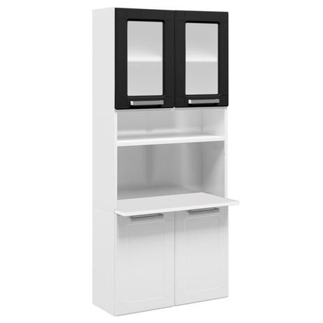 Paneleiro Duplo Suspenso Múltipla Aço Vidro 4 Portas Branco/Preto - Bertolini Menor preço em Paneleiro Duplo Suspenso Múltipla Aço Vidro 4 Portas Branco/Preto - Bertolini