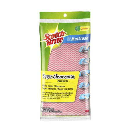 Pano Multiuso 5 unidades rosa Scotch-Brite - 3m Menor preço em Pano Multiuso 5 unidades rosa Scotch-Brite - 3m