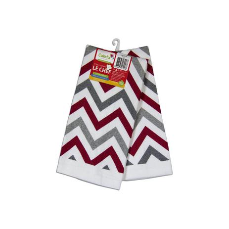 Pano para Copa Zig Zag Vermelho E Cinza 63,5x38cm com 2 Peças - Colorful Menor preço em Pano para Copa Zig Zag Vermelho E Cinza 63,5x38cm com 2 Peças - Colorful