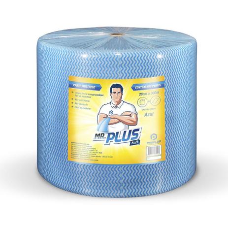 Pano para Limpeza Multiuso Azul Mr. Plus 28x300 mts - Mr. plus soft Menor preço em Pano para Limpeza Multiuso Azul Mr. Plus 28x300 mts - Mr. plus soft
